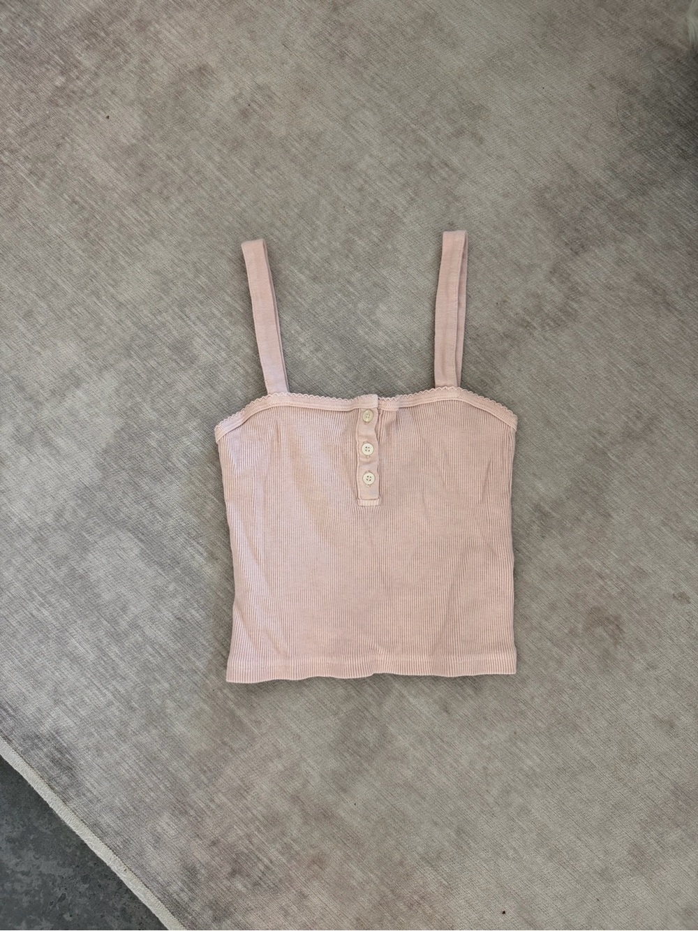 Brandy Melville Pale Pink Ribbed Button Cami